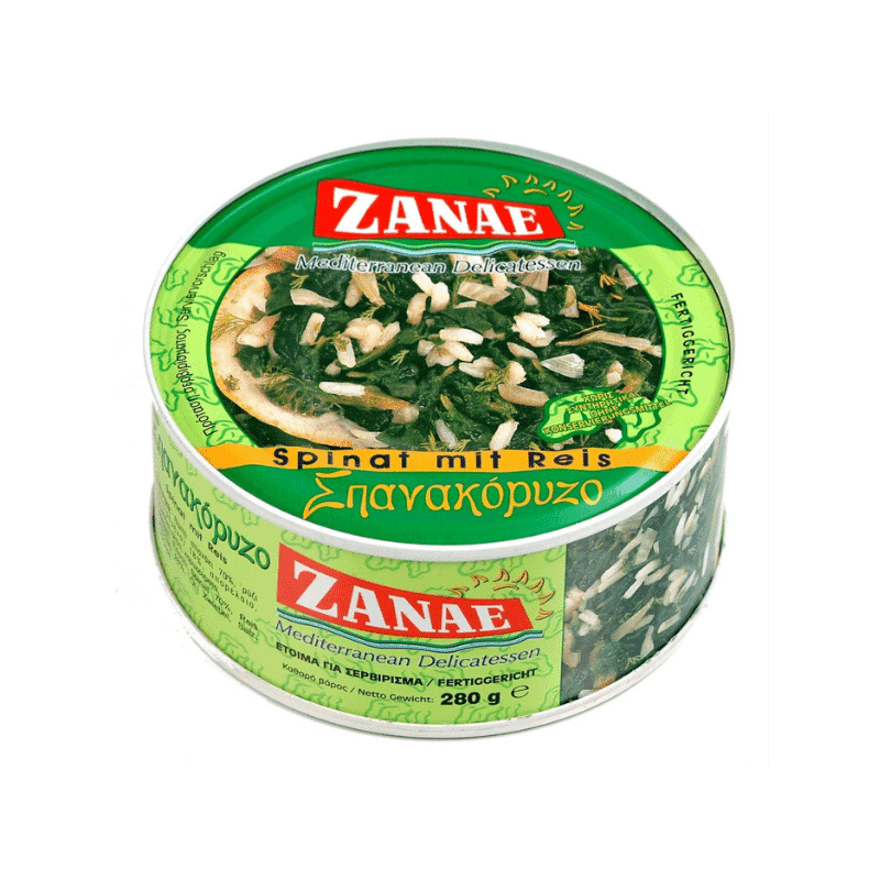 Spinat mit Reis (280g) Zanae von Zanae bei Araxxon  - Hochwertiges griechisches Produkt.   Spinat mit Reis (280g) Zanae από Zanae στο Araxxon  - Αυθεντικό ελληνικό προϊόν.